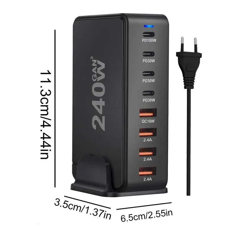 USB Type A Charger 8 Ports Desktop Charger