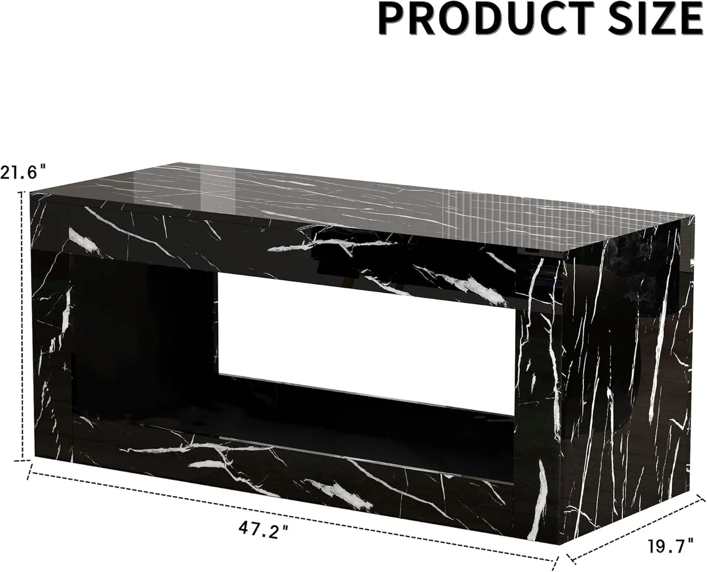 47.2inch LED Coffee Table with Large Open Storage