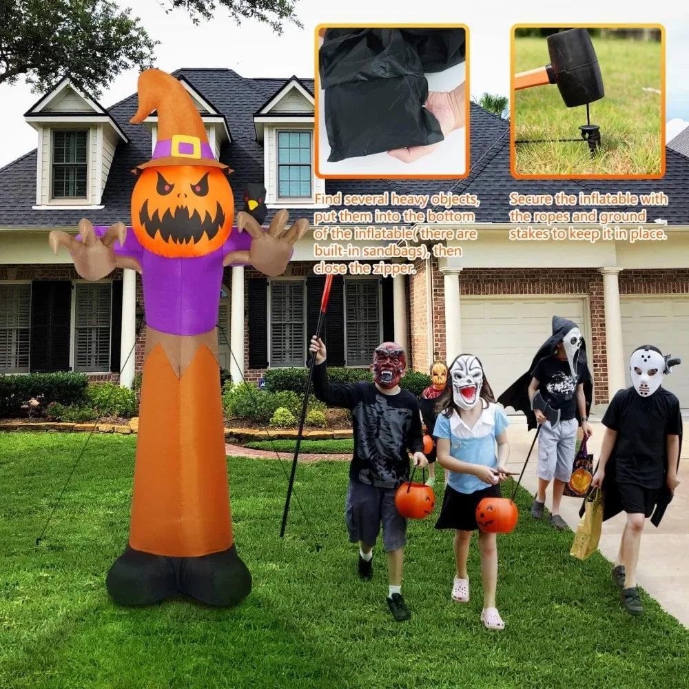 Halloween Inflatables Scarecrow Pumpkin Head