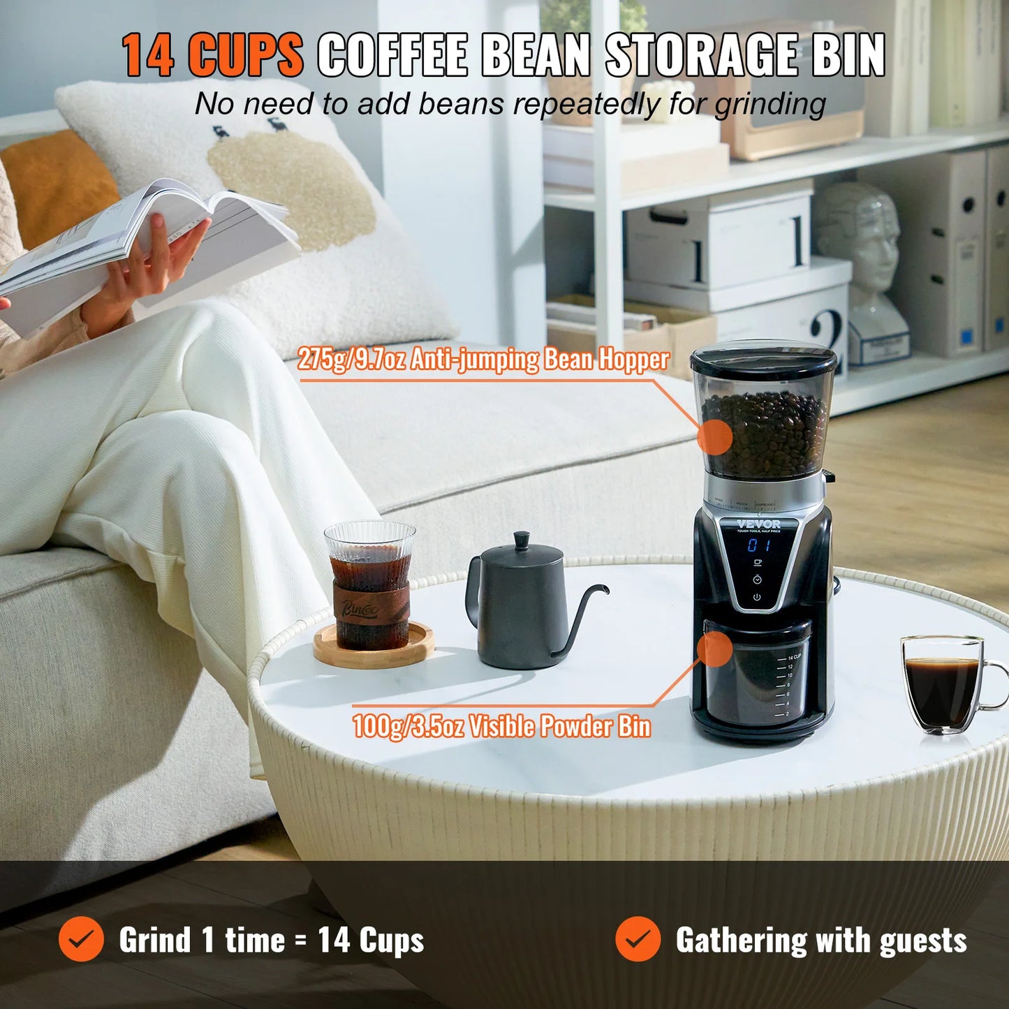 Conical 



Burr Grind Setting Coffe Bean Electric Grinder