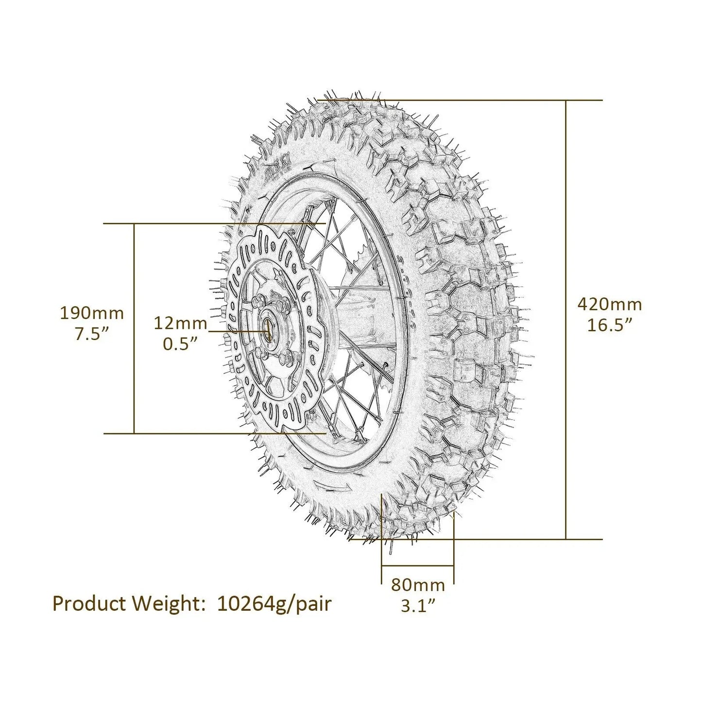 10" Rear Wheel 3.00-10 Tire Rim Disc Brake Kit