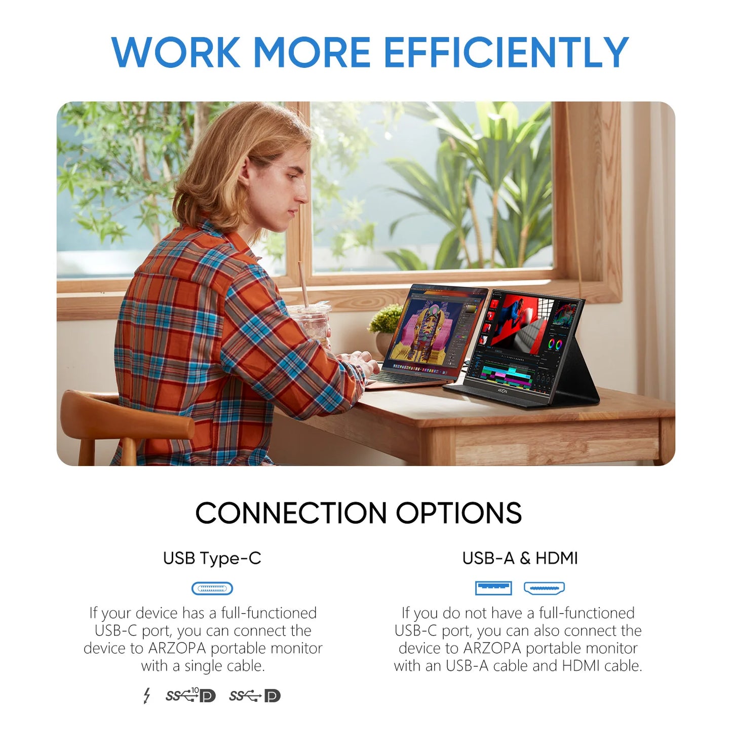 Arzopa 15.6'' FHD 1080P Portable Moniter